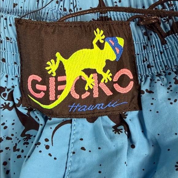 Gecko Hawaii NWT Bright Blue Wave 90s Forever Beach Nylon Pants Size Large - Picture 3 of 9